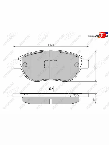 Колодки тормозные передние FL-FR SAT Peugeot 206 хэтчбэк 5 дв. 2AC рестайлинг (2003-2009)