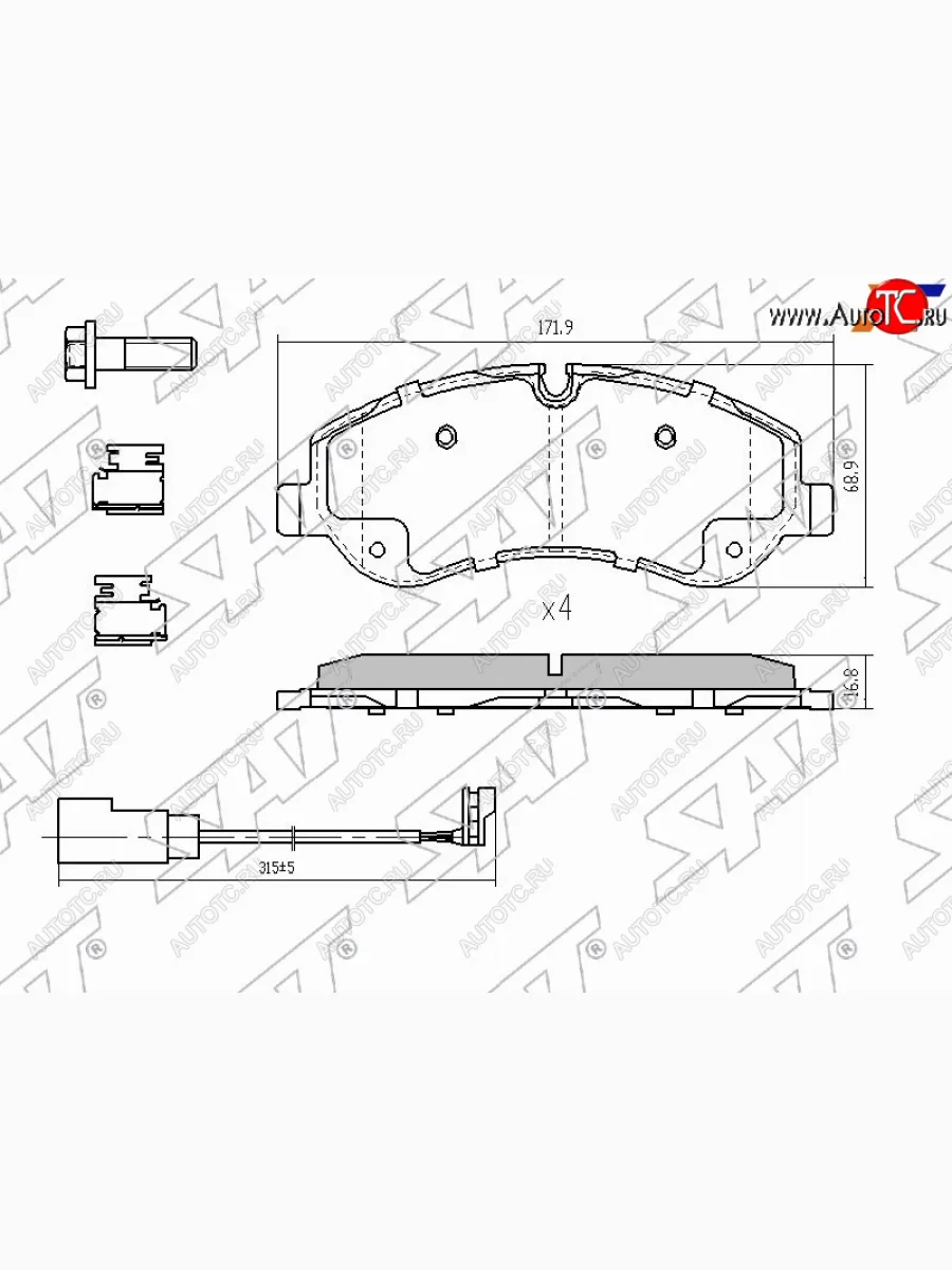 Колодки тормозные перед FL-FR SAT Ford Tourneo Custom рестайлинг (2017-2021)  в Керчи Республика Крым