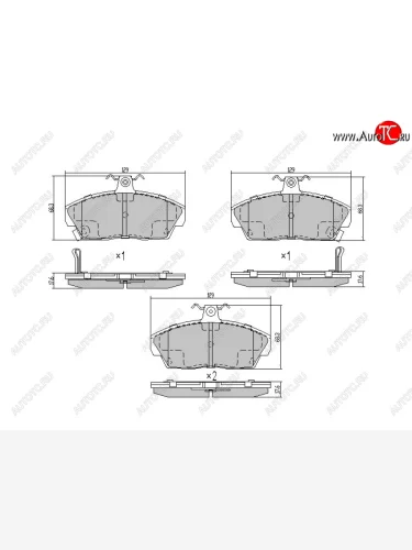 Колодки тормозные перед FL-FR SAT Honda Civic  EJ,EK,EM (1995-2000) седан дорестайлинг, хэтчбэк 3 дв. дорестайлинг, седан рестайлинг, хэтчбэк 3 дв. рестайлинг