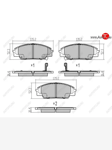 Колодки тормозные перед FL-FR SAT Honda Civic FN купе дорестайлинг (2005-2008)
