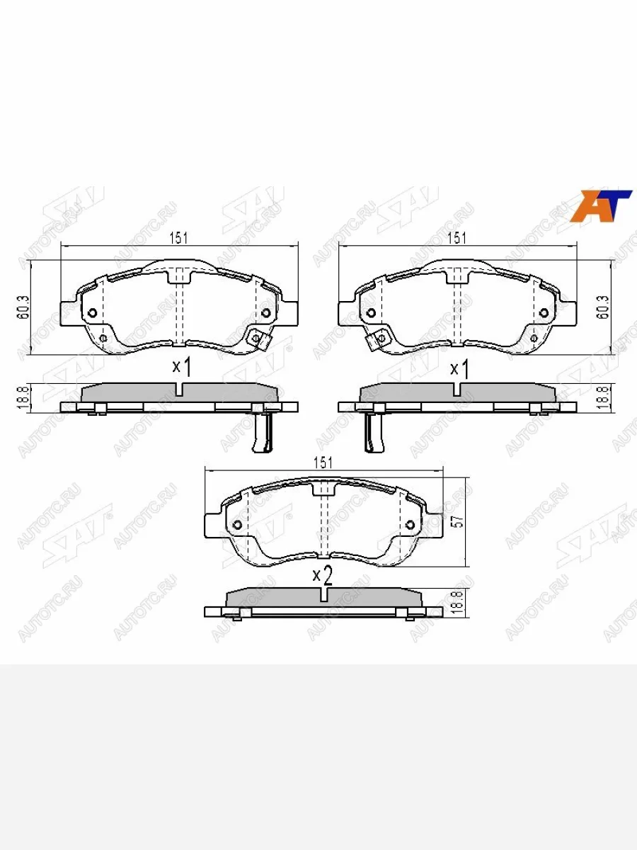 Колодки тормозные перед FL-FR SAT  Honda CR-V (2007-2012) RE1,RE2,RE3,RE4,RE5,RE7  в Самаре Самарской области
