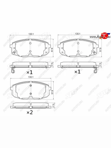 Колодки тормозные передние FR-FL SAT  (с отверстием под пружинки) KIA Ceed 1 ED рестайлинг, хэтчбэк 5 дв. (2010-2012)
