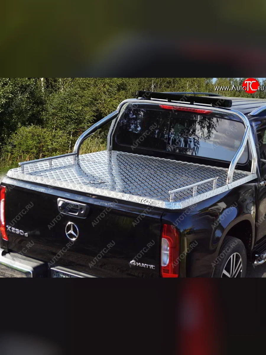 Защита кузова (для крышки) d75х42 мм со светодиодной фарой ТСС Тюнинг Mercedes-Benz X class W470 (2017-2020) (нержавейка)  в Керчи Республика Крым