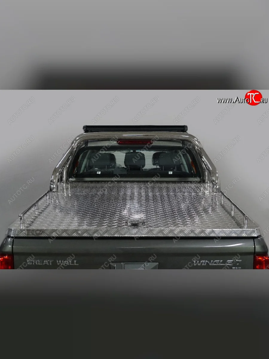 Защита кузова (для крышки) d 76,1 мм со светодиодной фарой ТСС Тюнинг Great Wall Wingle 7 пикап (2018-2023) (нержавейка)  в Керчи Республика Крым