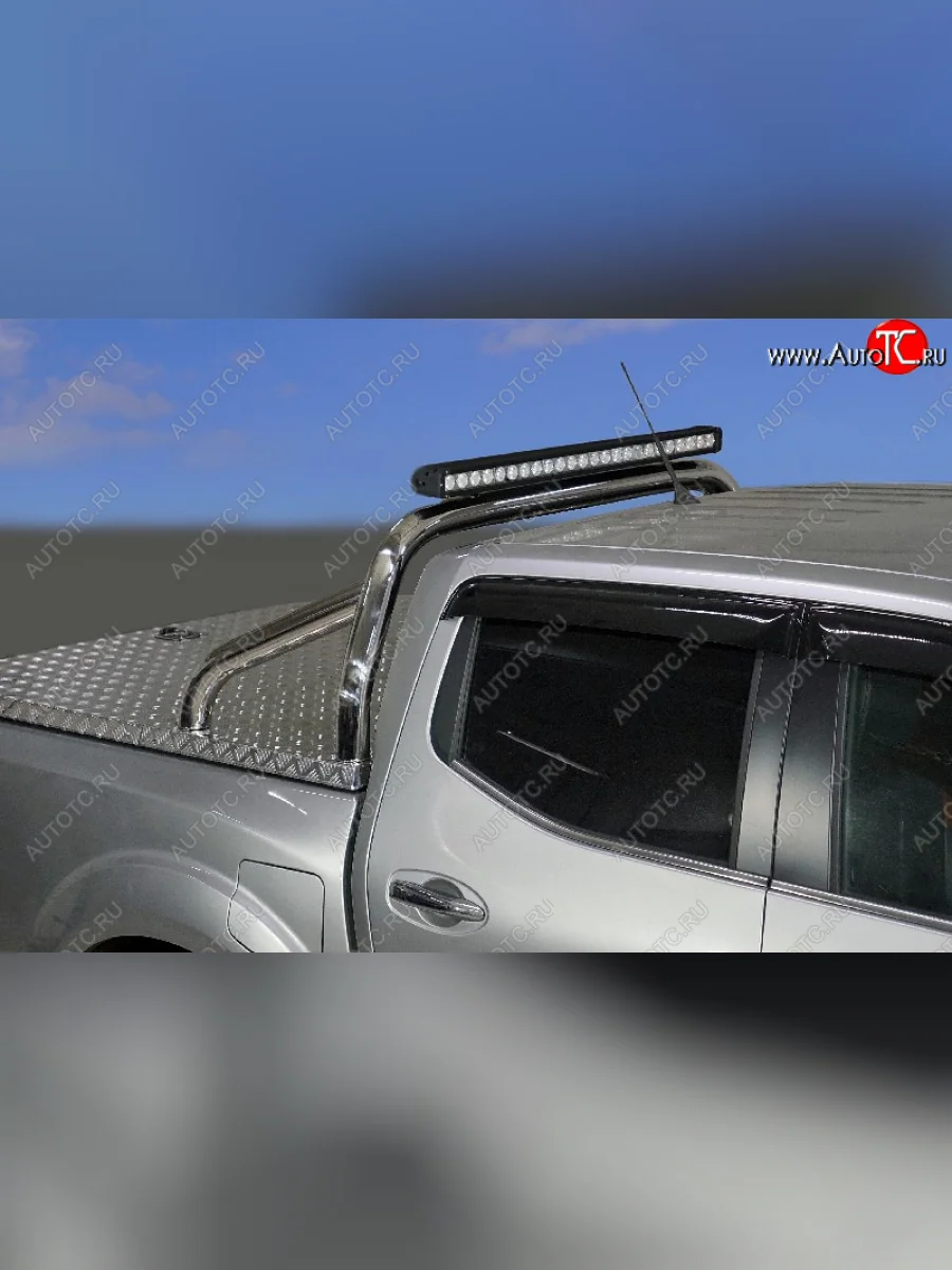 Защита кузова (для крышки) d 76,1 мм со светодиодной фарой ТСС Тюнинг Dong Feng DF6 пикап (2022-2025) (нержавейка)  с доставкой в г. Керчь