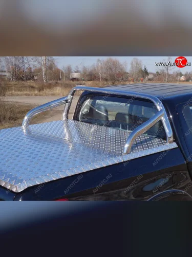 Защита кузова d 75х42 мм (для крышки) ТСС Тюнинг (нержавейка) Mitsubishi L200  5 KK,KL (2015-2019) дорестайлинг