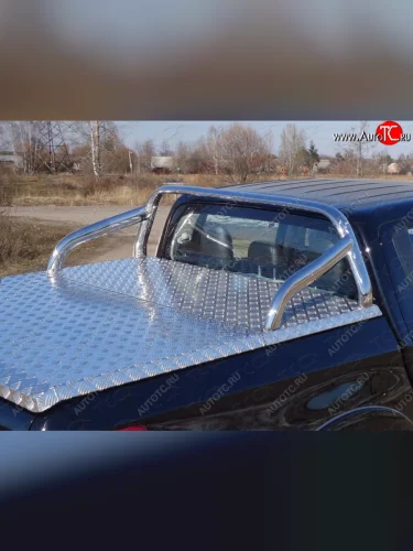 Защита кузова d 75х42 мм (для крышки) ТСС Тюнинг (нержавейка) Mitsubishi L200  5 KK,KL (2018-2022) рестайлинг