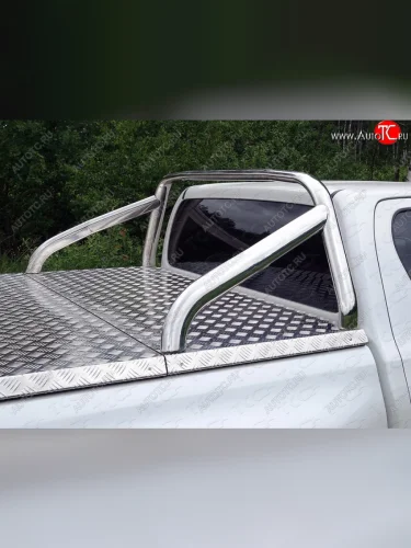 Защита кузова (нержавейка Ø75х42) ТСС Тюнинг (без крышки) Toyota Hilux AN120 дорестайлинг (2016-2020)