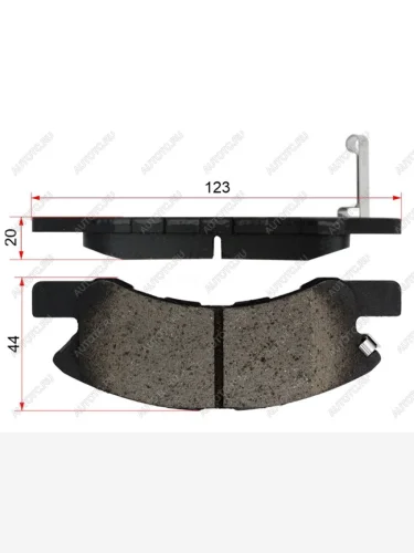 Колодки тормозные перед (123х44х20 мм) SAT Daihatsu Mira e:S LA300S,LA310S рестайлинг (2013-2017)