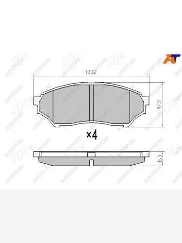 Колодки тормозные перед FR-FL SAT Mitsubishi Pajero Mini  H53/H58 (1998-2012)