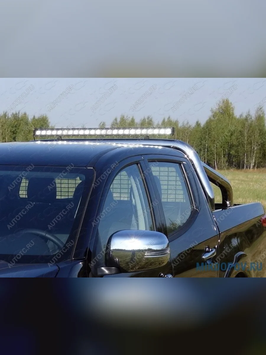 Защита кузова (для крышки) d 76,1 мм со светодиодной фарой ТСС Тюнинг Fiat Fullback (2016-2018) (нержавейка)  в Перми Пермском крае