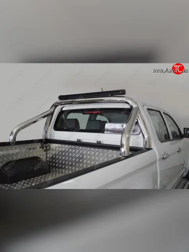 Защита кузова (для кузова) d 76,1 мм со светодиодной фарой ТСС Тюнинг (нержавейка) JAC T6 (2018-2024) пикап