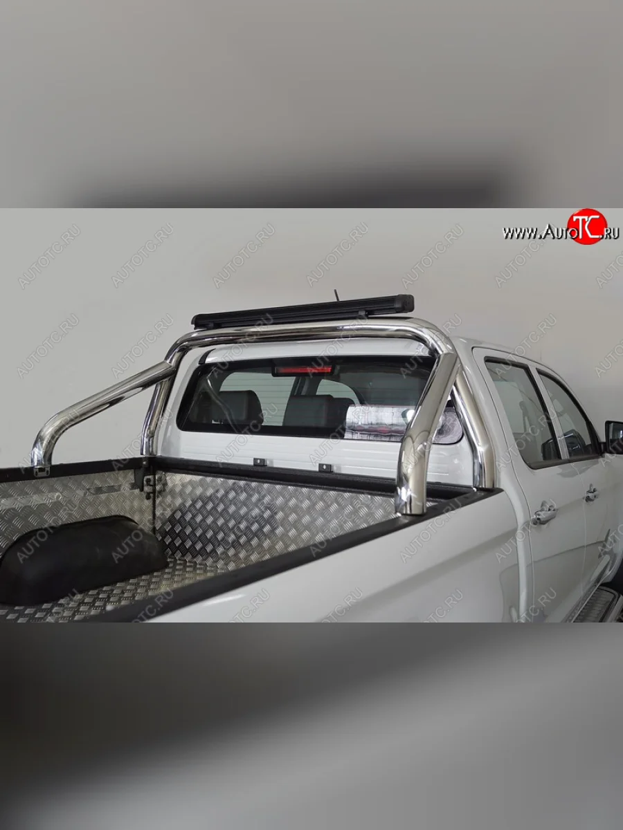 Защита кузова (для кузова) d 76,1 мм со светодиодной фарой ТСС Тюнинг JAC T6 пикап (2018-2024) (нержавейка)  в Перми Пермском крае