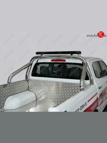 Защита кузова (для кузова) d 76,1 мм со светодиодной фарой ТСС Тюнинг (нержавейка) Isuzu D-Max  RG (2020-2023) DoubleCab