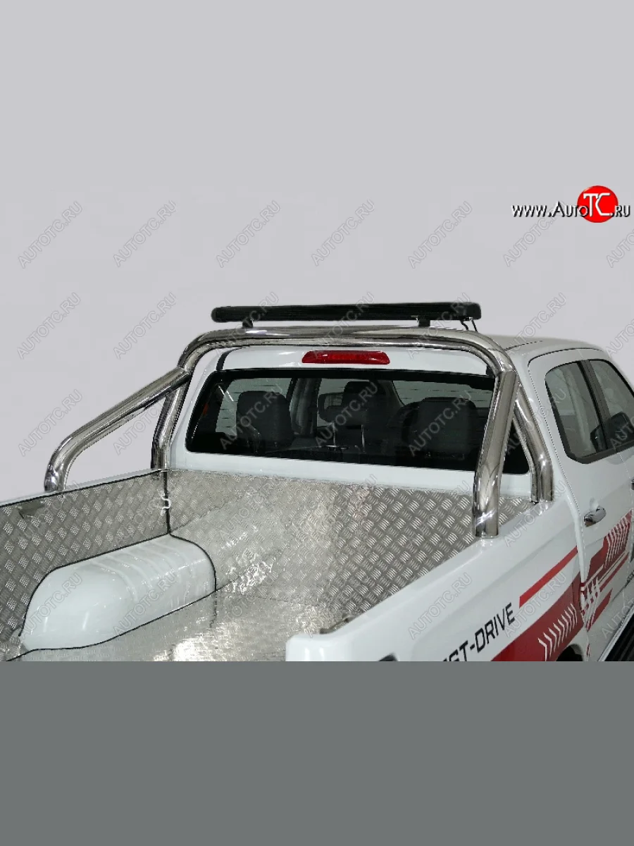 Защита кузова (для кузова) d 76,1 мм со светодиодной фарой ТСС Тюнинг Isuzu D-Max RG DoubleCab (2020-2023) (нержавейка)  с доставкой в г. Керчь