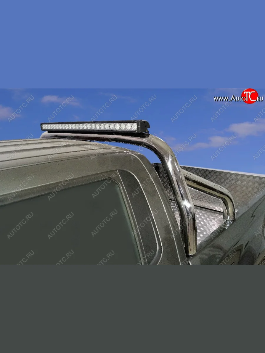 Защита кузова (для кузова) d 76,1 мм со светодиодной фарой ТСС Тюнинг JAC T8 PRO (2020-2025) (нержавейка)  в Керчи Республика Крым