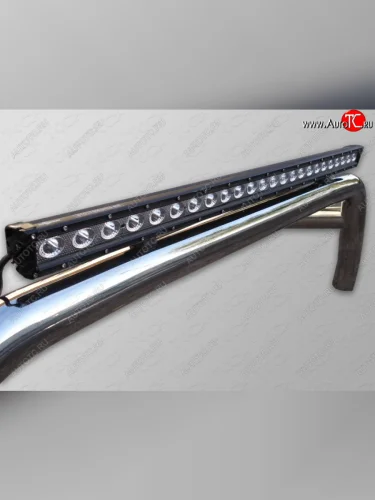  Защита кузова (нержавейка Ø76,1) ТСС Тюнинг (без крышки, со светодиодной фарой) Toyota Hilux  AN120 (2016-2025) дорестайлинг, 1-ый рестайлинг, 2-ой рестайлинг