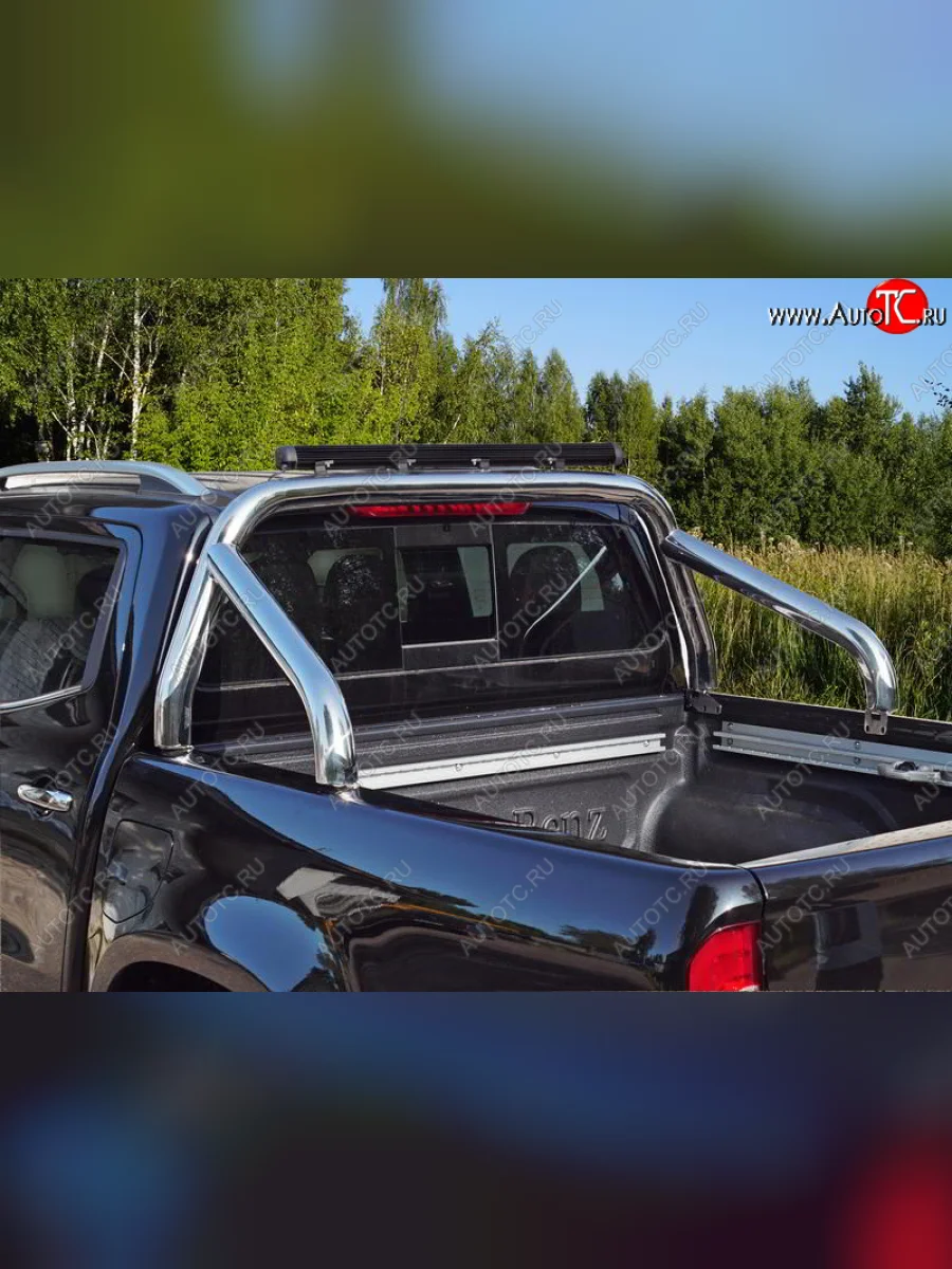 Защита кузова (для кузова) d 76,1 мм со светодиодной фарой ТСС Тюнинг  Mercedes-Benz X class (2017-2020) W470 (нержавейка)  в Воронеже Воронежской области