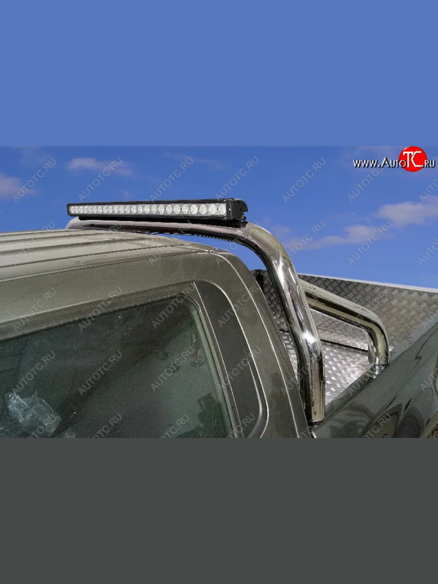 Защита кузова (для кузова) d 76,1 мм со светодиодной фарой ТСС Тюнинг Dong Feng DF6 пикап (2022-2025) (нержавейка)  с доставкой в г. Керчь