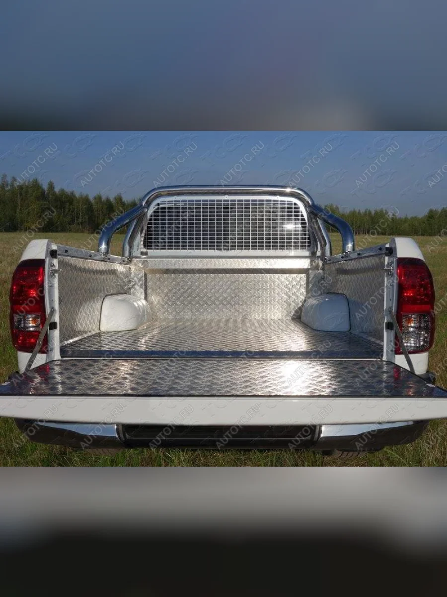 Защита кузова и заднего стекла (нержавейка Ø75х42 мм) ТСС Тюнинг Toyota Hilux AN120 дорестайлинг (2016-2020) (без крышки, без надписи)  с доставкой в г. Керчь