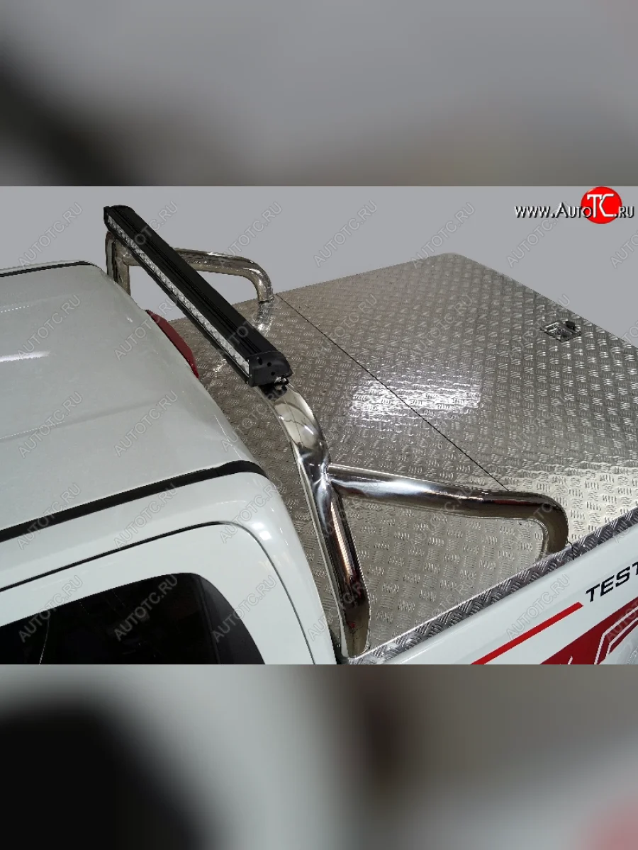 Защита кузова (для крышки) со светодиодной фарой d 75х42 мм ТСС Тюнинг Isuzu D-Max RG DoubleCab (2020-2023) (нержавейка)  в Воронеже Воронежской области