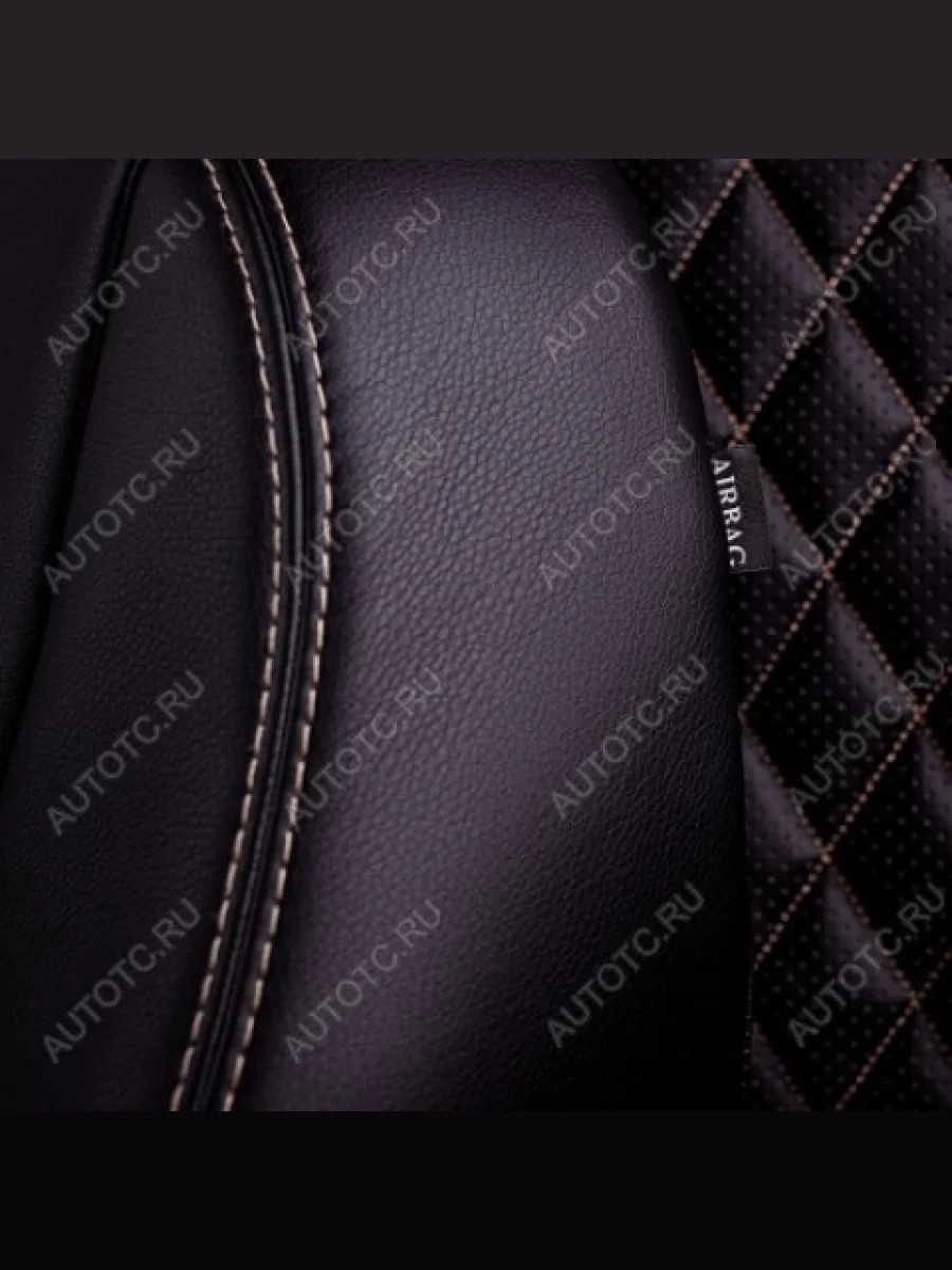 Комплект чехлов для сидений (РЗСиС 40/60 ЗГ Илана+Орегон) ТУРИН ст РОМБ Lord Autofashion Chevrolet Spark M300 дорестайлинг (2010-2015) (черный, вставка РОМБ черная/бежевая, строчка бежевая)  в Керчи Республика Крым