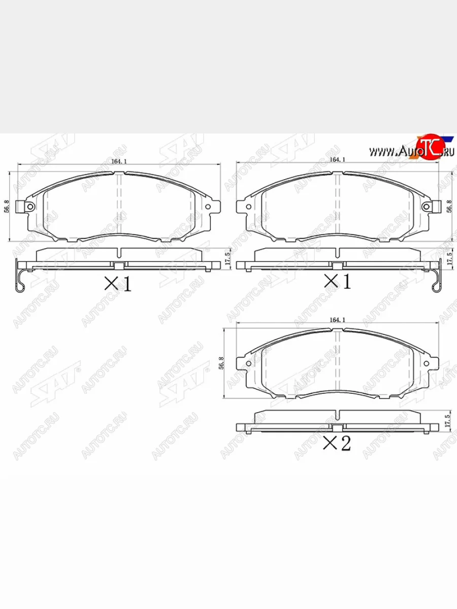 Колодки тормозные перед FR-FL SAT Nissan Navara 2 D40 рестайлинг (2010-2016)  в Керчи Республика Крым