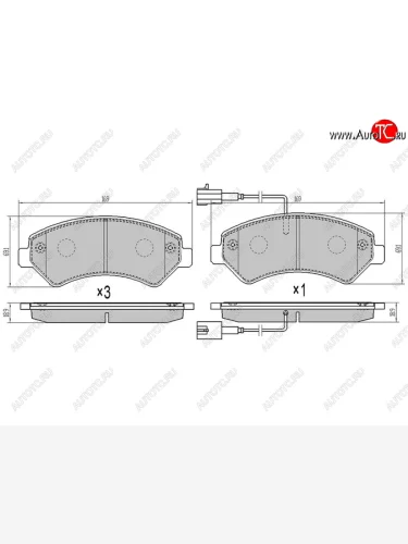 Колодки тормозные перед FL-FR SAT (2 датчика износа с камерами наполнением) Peugeot Boxer ( 250,  290) (2006-2025)