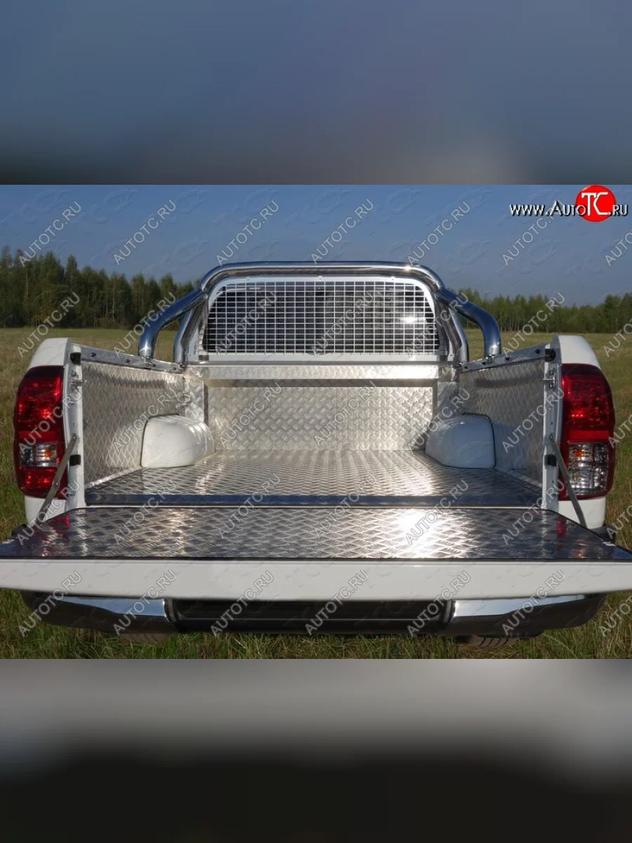 Защита кузова и заднего стекла (нержавейка Ø75х42 мм) ТСС Тюнинг Toyota Hilux AN120 дорестайлинг (2016-2020) (для крышки, без надписи)  с доставкой в г. Керчь