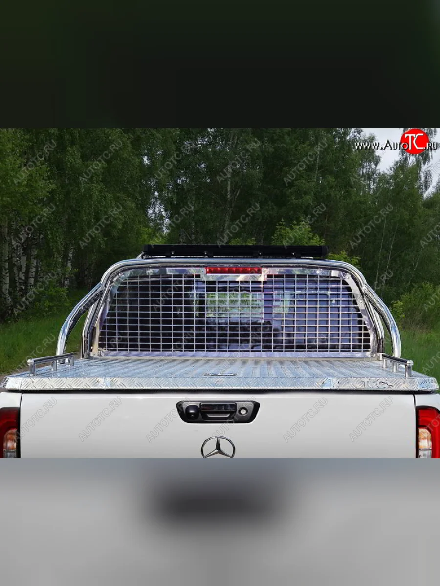 Защита кузова и заднего стекла (для крышки) со светодиодной фарой d 75х42 мм ТСС Тюнинг Mercedes-Benz X class W470 (2017-2020) (нержавейка)  в Воронеже Воронежской области