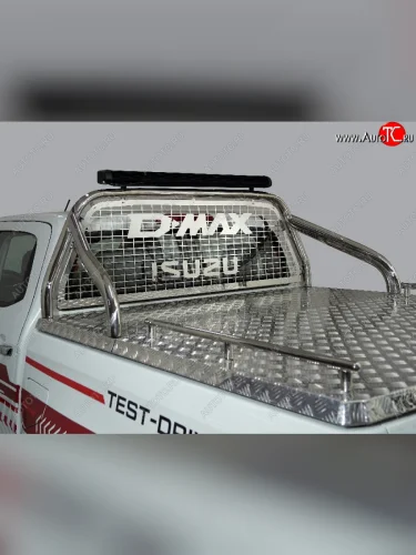 Защита кузова и заднего стекла (для крышки) со светодиодной фарой d75*42 мм ТСС Тюнинг (нержавейка) Isuzu D-Max  RG (2020-2023) DoubleCab