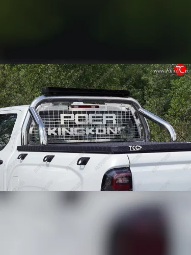 Защита кузова и заднего стекла (для крышки) со светодиодной фарой d 76,1 мм ТСС Тюнинг (нержавейка) Great Wall Poer KingKong (2021-2025) пикап