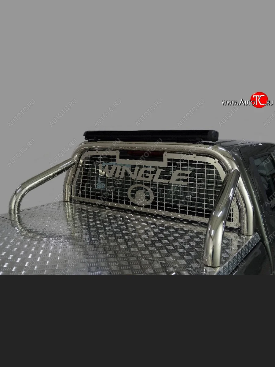 Защита кузова и заднего стекла (для крышки) со светодиодной фарой d 76,1 мм ТСС Тюнинг Great Wall Wingle 7 пикап (2018-2023) (нержавейка)  в Керчи Республика Крым
