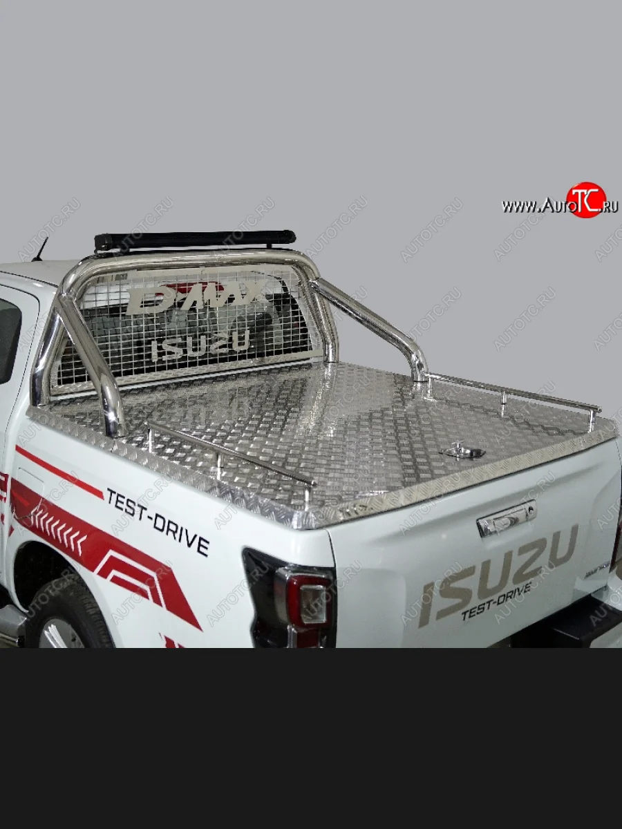 Защита кузова и заднего стекла (для крышки) со светодиодной фарой d 76,1 мм ТСС Тюнинг Isuzu D-Max RG DoubleCab (2020-2023) (нержавейка)  с доставкой в г. Керчь