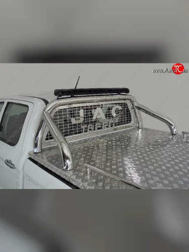 Защита кузова и заднего стекла (для крышки) со светодиодной фарой d 76,1 мм ТСС Тюнинг (нержавейка) JAC T8 PRO (2020-2025)