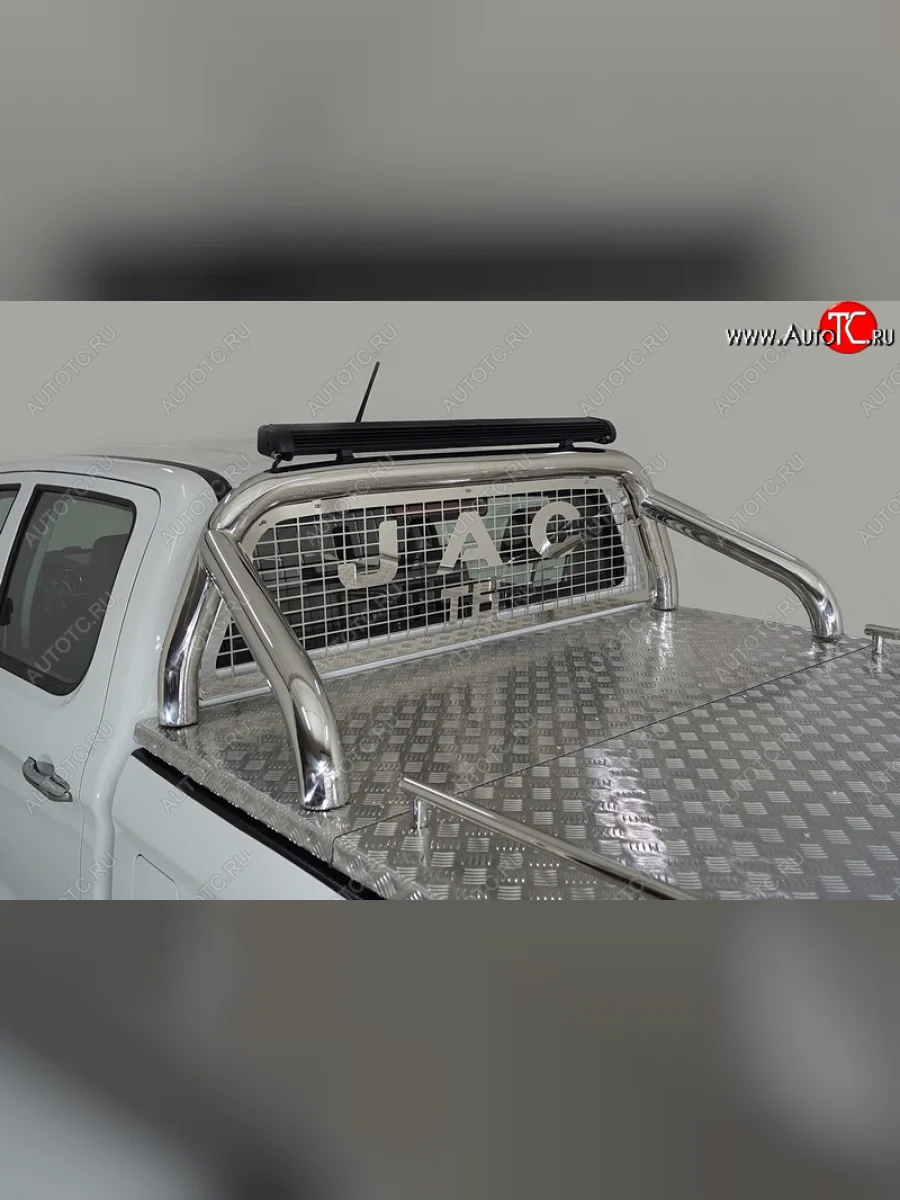Защита кузова и заднего стекла (для крышки) со светодиодной фарой d 76,1 мм ТСС Тюнинг JAC T6 пикап (2018-2024) (нержавейка)  в Самаре Самарской области