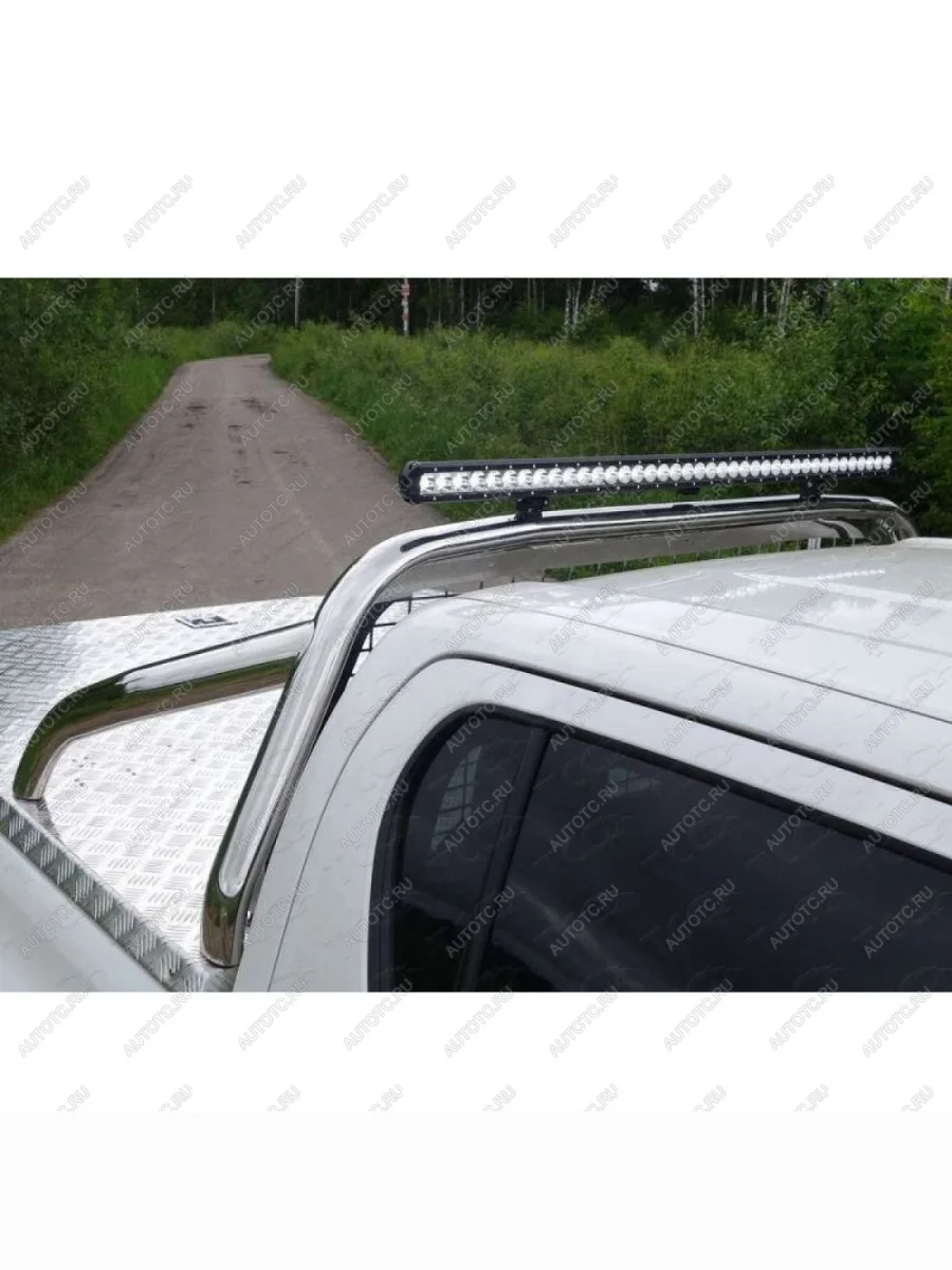 Защита кузова и заднего стекла (нержавейка Ø76,1) ТСС Тюнинг Toyota Hilux AN120 дорестайлинг (2016-2020) (для крышки, со светодиодной фарой)  с доставкой в г. Пермь