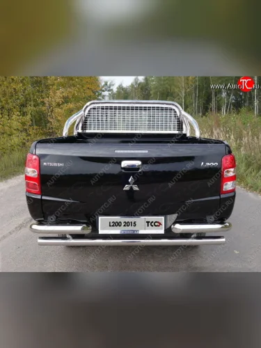Защита кузова и заднего стекла (только для кузова) d 75*42 мм ТСС Тюнинг (нержавейка) Mitsubishi L200  5 KK,KL (2015-2019) дорестайлинг