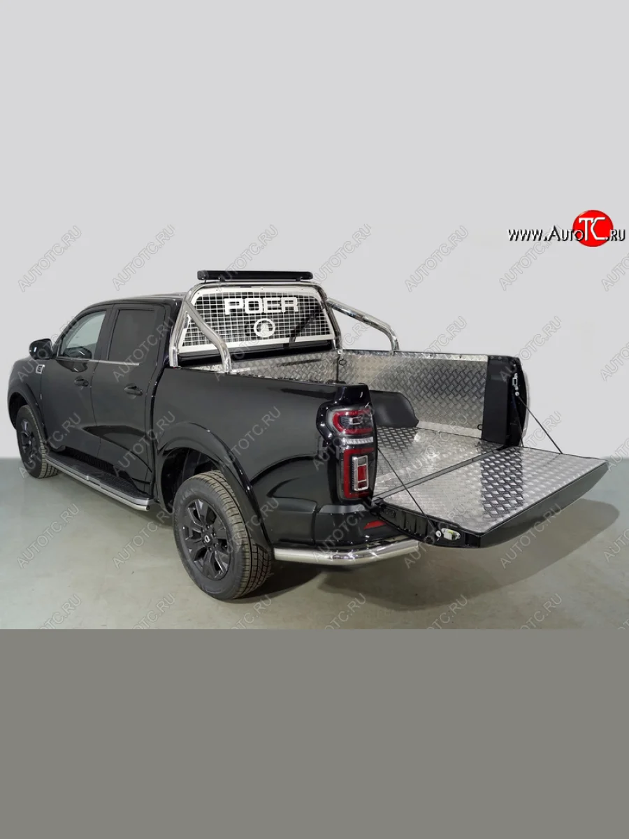 Защита кузова и заднего стекла (только для кузова) d 75х42 мм со светодиодной фарой ТСС Тюнинг Great Wall Poer (2021-2025) (нержавейка)  в Самаре Самарской области