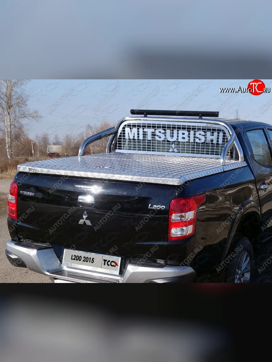 Защита кузова и заднего стекла (для крышки) d 75х42 мм со светодиодной фарой ТСС Тюнинг Mitsubishi L200 5 KK,KL рестайлинг (2018-2022) (нержавейка)  в Керчи Республика Крым