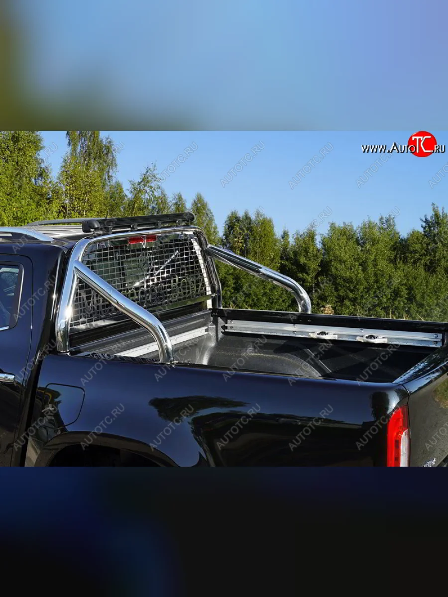 Защита кузова и заднего стекла (только для кузова) d 75х42 мм со светодиодной фарой ТСС Тюнинг Mercedes-Benz X class W470 (2017-2020) (нержавейка)  в Керчи Республика Крым