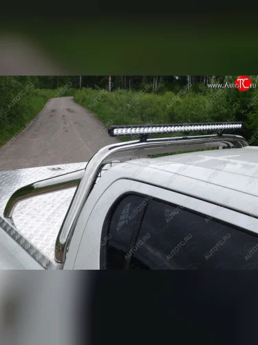 Защита кузова и заднего стекла (для крышки) со светодиодной фарой d 76,1 мм ТСС Тюнинг (нержавейка) Fiat Fullback (2016-2018)