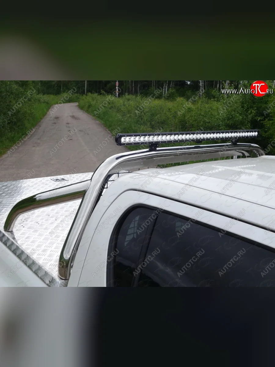 Защита кузова и заднего стекла (для крышки) со светодиодной фарой d 76,1 мм ТСС Тюнинг Fiat Fullback (2016-2018) (нержавейка)  в Самаре Самарской области