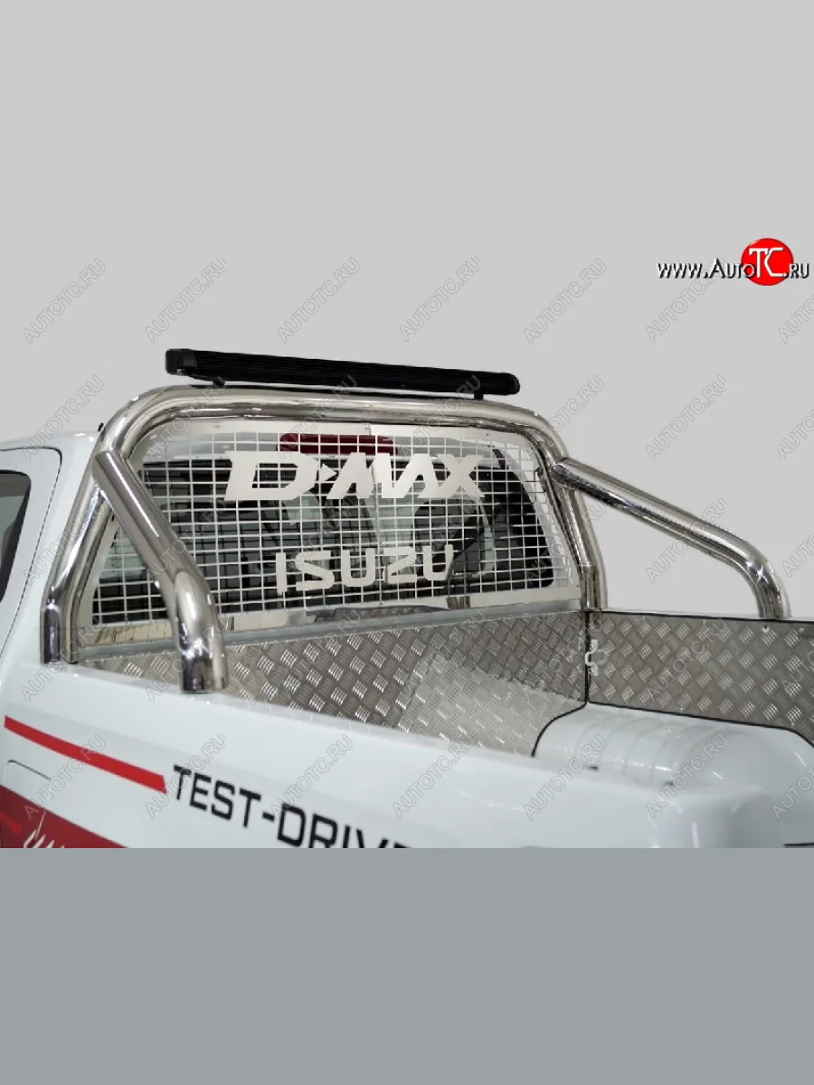 Защита кузова и заднего стекла (только для кузова) d 76,1 мм светодиодной фарой ТСС Тюнинг Isuzu D-Max RG DoubleCab (2020-2023) (нержавейка)  с доставкой в г. Керчь