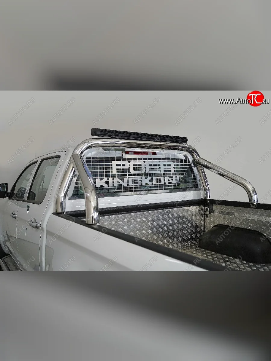 Защита кузова и заднего стекла (только для кузова) d 76,1 мм светодиодной фарой ТСС Тюнинг Great Wall Poer KingKong пикап (2021-2025) (нержавейка)  в Перми Пермском крае
