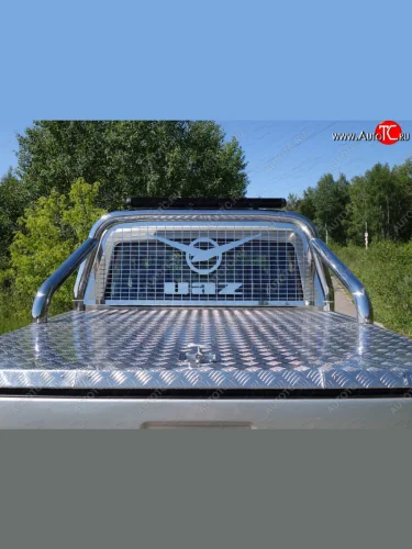 Защита кузова и заднего стекла (для крышки) d 76,1 мм светодиодной фарой ТСС Тюнинг (нержавейка) Уаз Патриот  23632 (2014-2025) 1 рестайлинг пикап, 2-ой рестайлинг пикап