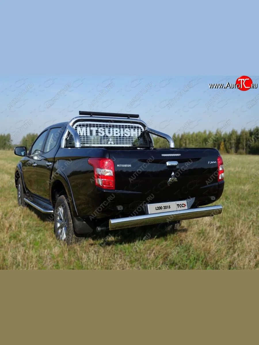 Защита кузова и заднего стекла (только для кузова) d 76,1 мм светодиодной фарой ТСС Тюнинг Mitsubishi L200 5 KK,KL рестайлинг (2018-2022) (нержавейка)  в Керчи Республика Крым