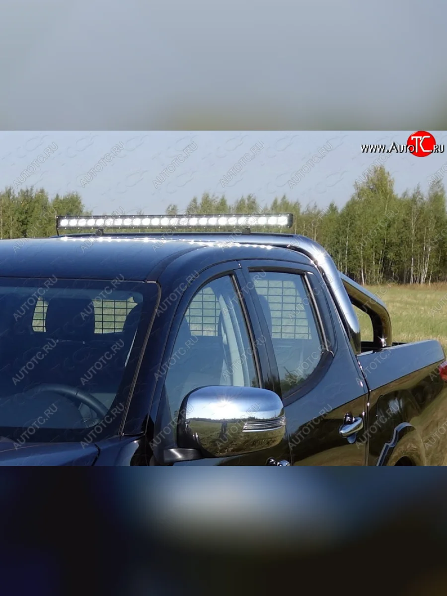 Защита кузова и заднего стекла (только для кузова) d 76,1 мм светодиодной фарой ТСС Тюнинг Fiat Fullback (2016-2018) (нержавейка)  в Самаре Самарской области