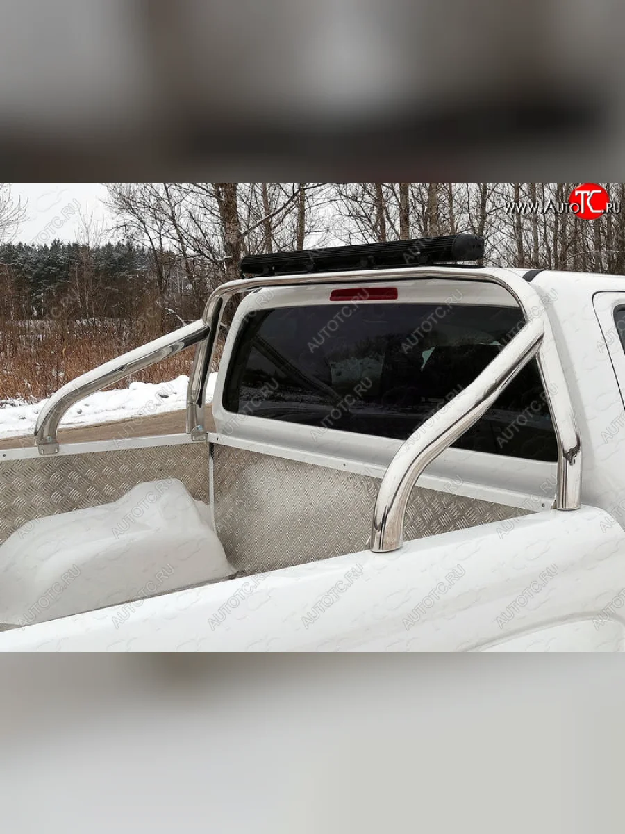 Защита кузова (только для кузова) d 75*42 мм светодиодной фарой ТСС Тюнинг Volkswagen Amarok рестайлинг (2016-2022) (нержавейка)  в Керчи Республика Крым