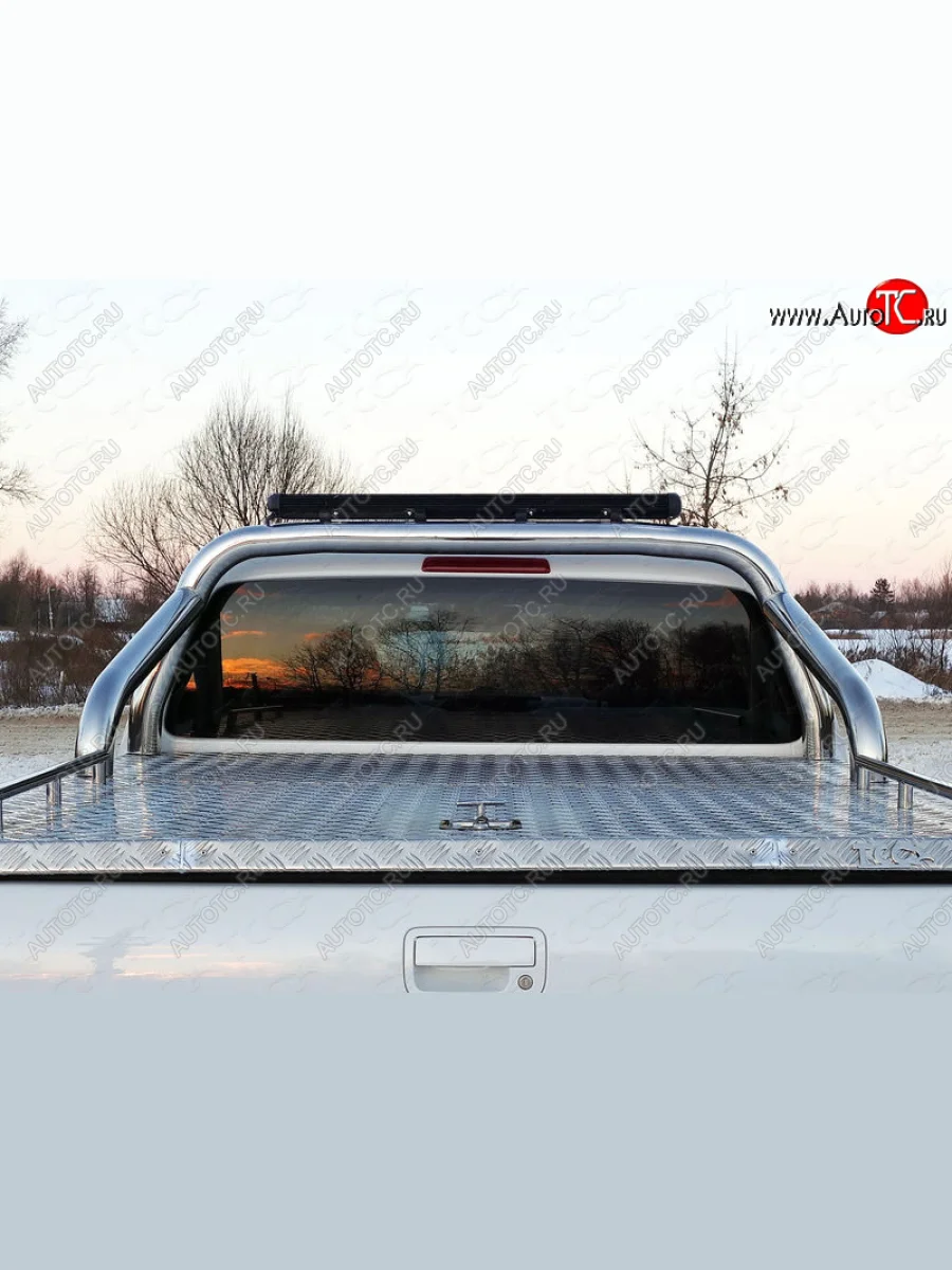 Защита кузова (для крышки) d 76,1 мм светодиодной фарой ТСС Тюнинг Volkswagen Amarok рестайлинг (2016-2022) (нержавейка)  в Керчи Республика Крым